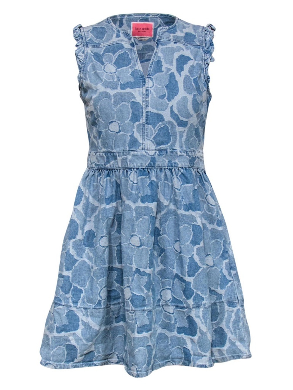Kate Spade Abstract Peony Denim Floral Fit & Flare Dress